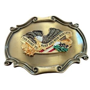 VTG Harley Davidson 75th Anniversary Belt Buckle Raintree Live To Ride 1970s